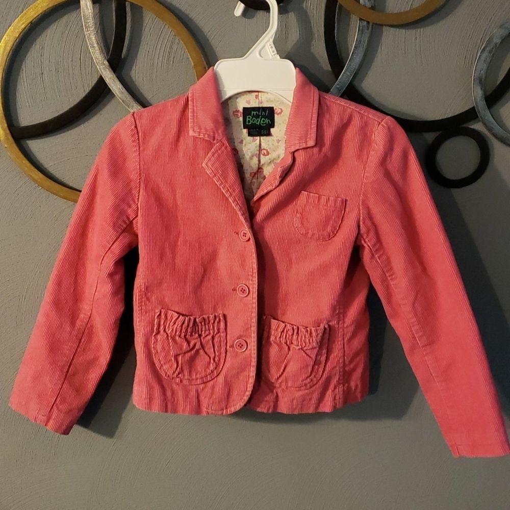 Mini Boden Little Girl’s Pink Soft Corduroy Jacket Coat Size 5-6Y